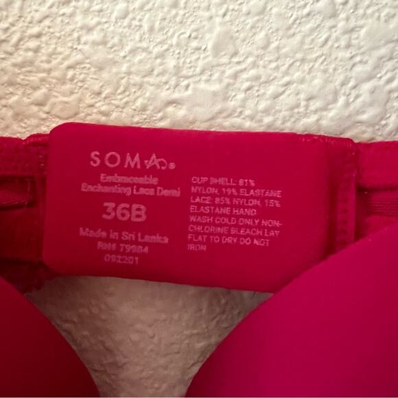 Soma 092201 Embraceable Enchanting Lace Demi Bra in Red 36B - Picture 5 of 6